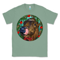 Sage Longhorn Cow Christmas Classic Tee - RanaPortraitStore