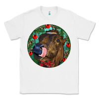 White Longhorn Cow Christmas Classic Tee - RanaPortraitStore