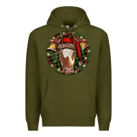 Army Green Longhorn Cow Christmas Premium Hoodie - RanaPortraitStore