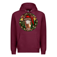 Burgundy Longhorn Cow Christmas Premium Hoodie - RanaPortraitStore