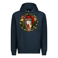 Navy Longhorn Cow Christmas Premium Hoodie - RanaPortraitStore