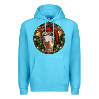 Ocean Blue Longhorn Cow Christmas Premium Hoodie - RanaPortraitStore