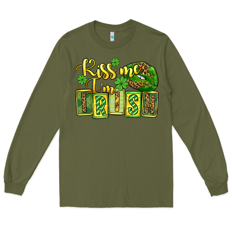 St. Patrick's Kiss Me I Am Irish Long Sleeve Tee by OliviaCreatesArt | Teevron