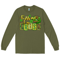 Army Green St. Patrick's Kiss me i am irish Long Sleeve Tee - OliviaCreatesArt