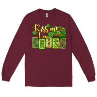 Burgundy St. Patrick's Kiss me i am irish Long Sleeve Tee - OliviaCreatesArt