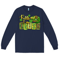 Navy St. Patrick's Kiss me i am irish Long Sleeve Tee - OliviaCreatesArt