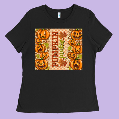 Fall Pumpkin Junkie Ladies Tee Designed By Texasbilliewilder