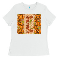 White Fall Pumpkin Junkie Ladies Tee - texasbilliewilder
