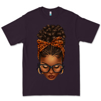 Plum afro messy bun orange leopard bow Premium Tee - texasbilliewilder