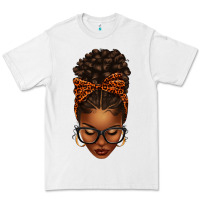 White afro messy bun orange leopard bow Premium Tee - texasbilliewilder