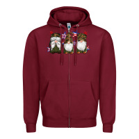 Burgundy military gnomes star Zipper Hoodie - Artiststas