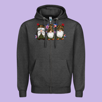 Military Gnomes Star Zipper Hoodie Designed By Artiststas
