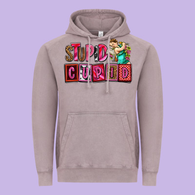 Stupid Cupid With Cupid Olivia Vintage Hoodie Designed By Oliviacreatesart