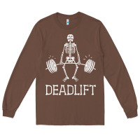 Chestnut deadlift funny halloween skeleton weight lifting workout Long Sleeve Tee - longCreatives