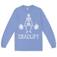 Colony Blue deadlift funny halloween skeleton weight lifting workout Long Sleeve Tee - longCreatives