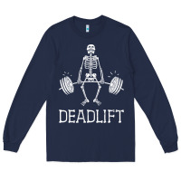 Navy deadlift funny halloween skeleton weight lifting workout Long Sleeve Tee - longCreatives
