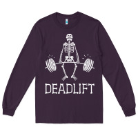 Plum deadlift funny halloween skeleton weight lifting workout Long Sleeve Tee - longCreatives