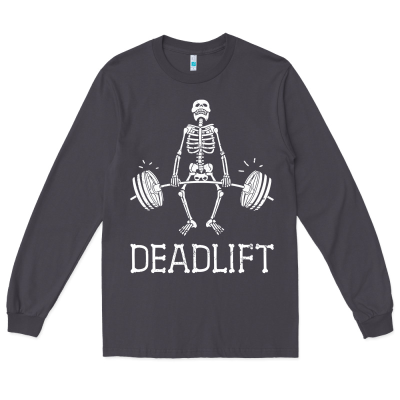Deadlift Funny Halloween Skeleton Weight Lifting Workout Long Sleeve Tee by longCreatives | Teevron
