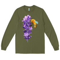 Army Green honey bee with lavender fa element Long Sleeve Tee - FaDigitalArtStudio
