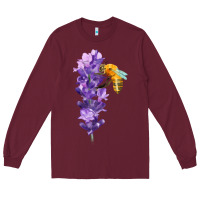Burgundy honey bee with lavender fa element Long Sleeve Tee - FaDigitalArtStudio