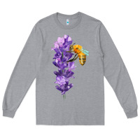 Heather Grey honey bee with lavender fa element Long Sleeve Tee - FaDigitalArtStudio