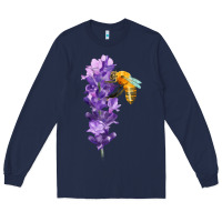 Navy honey bee with lavender fa element Long Sleeve Tee - FaDigitalArtStudio