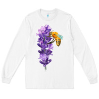 White honey bee with lavender fa element Long Sleeve Tee - FaDigitalArtStudio