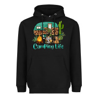 Black camping life caravan and gnome Heavyweight Hoodie - BarkalooDesign