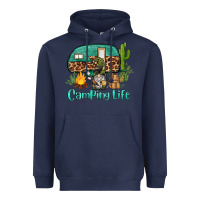 Navy camping life caravan and gnome Heavyweight Hoodie - BarkalooDesign