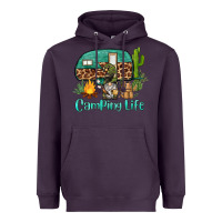 Plum camping life caravan and gnome Heavyweight Hoodie - BarkalooDesign