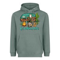 Sage camping life caravan and gnome Heavyweight Hoodie - BarkalooDesign
