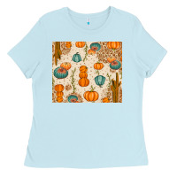 Baby Blue Fall Pumpkins Ladies Tee - texasbilliewilder