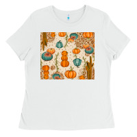 White Fall Pumpkins Ladies Tee - texasbilliewilder