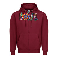 Burgundy love sunflower usa flag leopard Zipper Hoodie - Artiststas