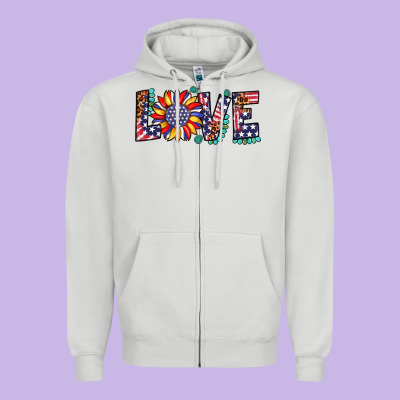 Love Sunflower Usa Flag Leopard Zipper Hoodie Designed By Artiststas