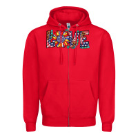Red love sunflower usa flag leopard Zipper Hoodie - Artiststas