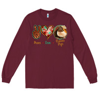 Burgundy Peace Love Guinea Pigs Long Sleeve Tee - Jasminsmagicworld