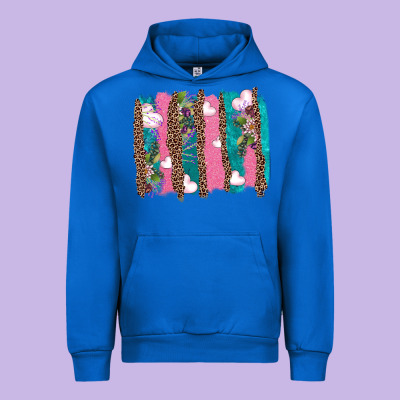 V.d Turquoise Leopard And Flowers  Brushstrokes Urban Hoodie Designed By Adodesignshop