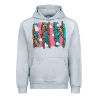 Heather Grey v.d turquoise leopard and flowers  brushstrokes Urban Hoodie - AdoDesignShop