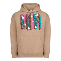 Pigment Burro v.d turquoise leopard and flowers  brushstrokes Urban Hoodie - AdoDesignShop