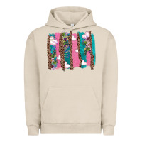 Pigment French Oak v.d turquoise leopard and flowers  brushstrokes Urban Hoodie - AdoDesignShop