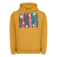 Pigment Peanut Butter v.d turquoise leopard and flowers  brushstrokes Urban Hoodie - AdoDesignShop