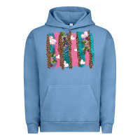 Pigment Pebble Blue v.d turquoise leopard and flowers  brushstrokes Urban Hoodie - AdoDesignShop