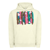 Pigment Pistachio v.d turquoise leopard and flowers  brushstrokes Urban Hoodie - AdoDesignShop
