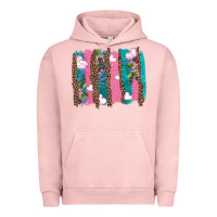 Pigment Salmon v.d turquoise leopard and flowers  brushstrokes Urban Hoodie - AdoDesignShop