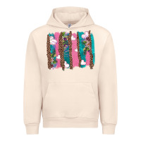 Sandshell v.d turquoise leopard and flowers  brushstrokes Urban Hoodie - AdoDesignShop