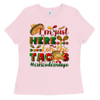 Bubblegum Pink I'm just here for the tacos #cincodemayo Ladies Tee - NancyCooperArtShop