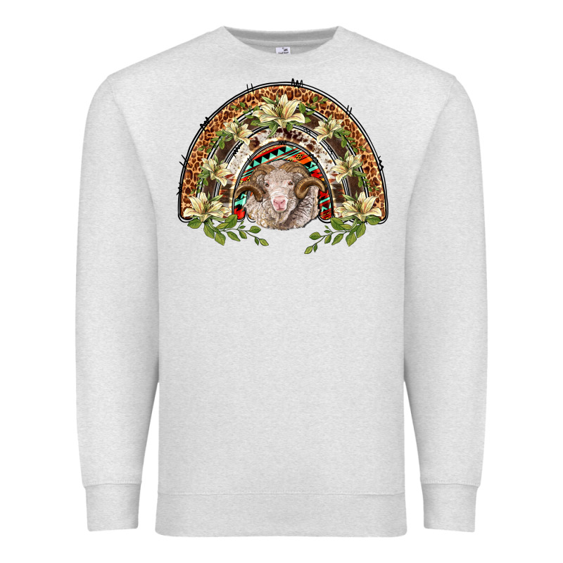 Merino Wool Ram Lily Rainbow Premium Sweatshirt by BarkalooDesign | Teevron