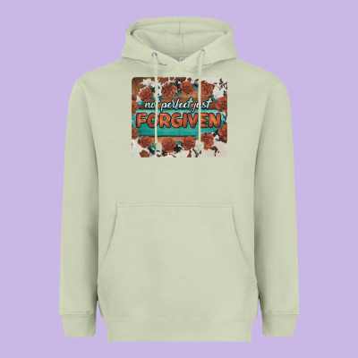 Not Perfect Just Forgiven Heavyweight Hoodie Designed By Barkaloodesign