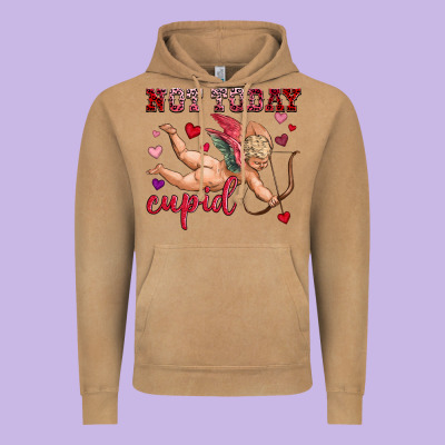 Not Today Cupid Vintage Hoodie Designed By Oliviacreatesart